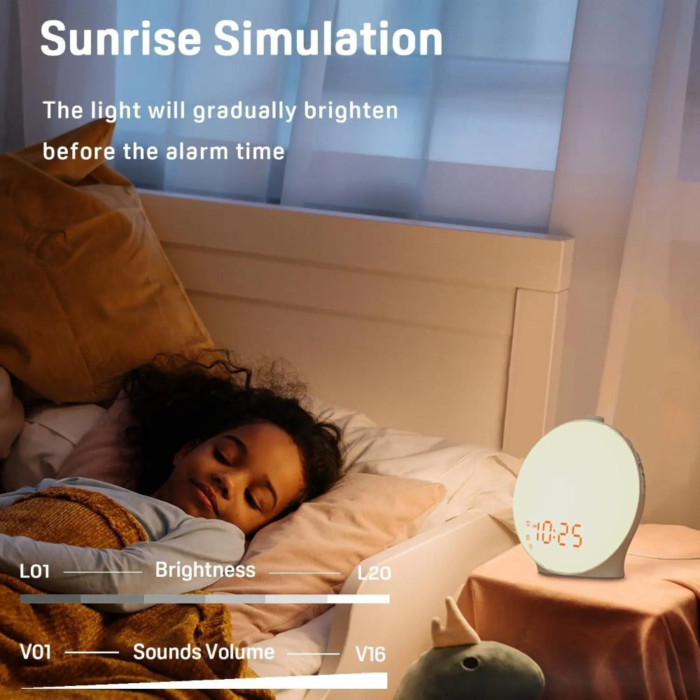 Hot Selling Lamp Sunrise Simulation Wake Up Light Alarm Clock Night Light